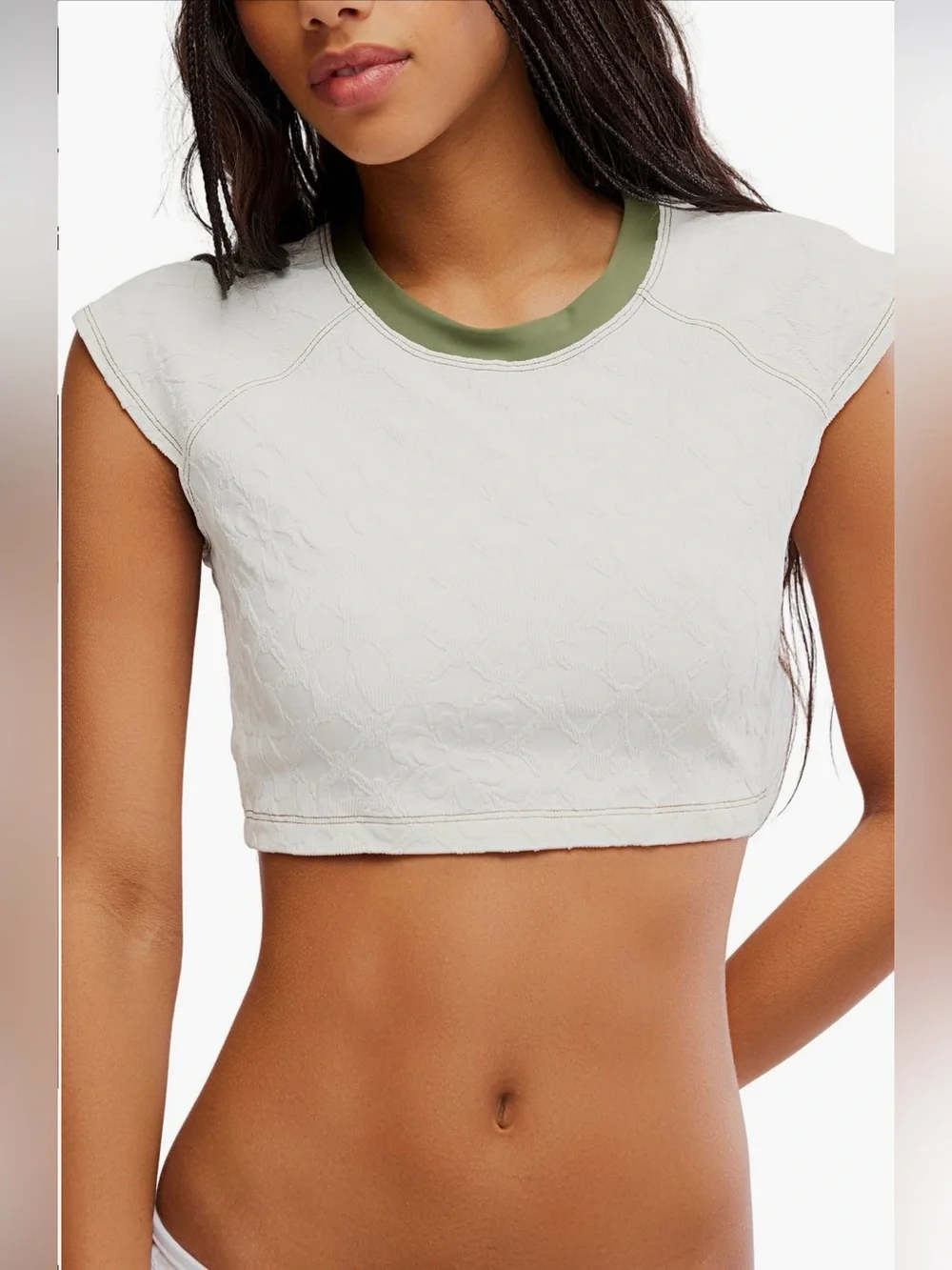 FREE PEOPLE Sonny Jacquard Crop Tee S